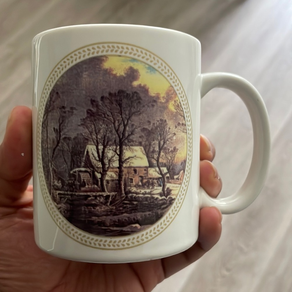 Houston Foods Company quaint scene white mug